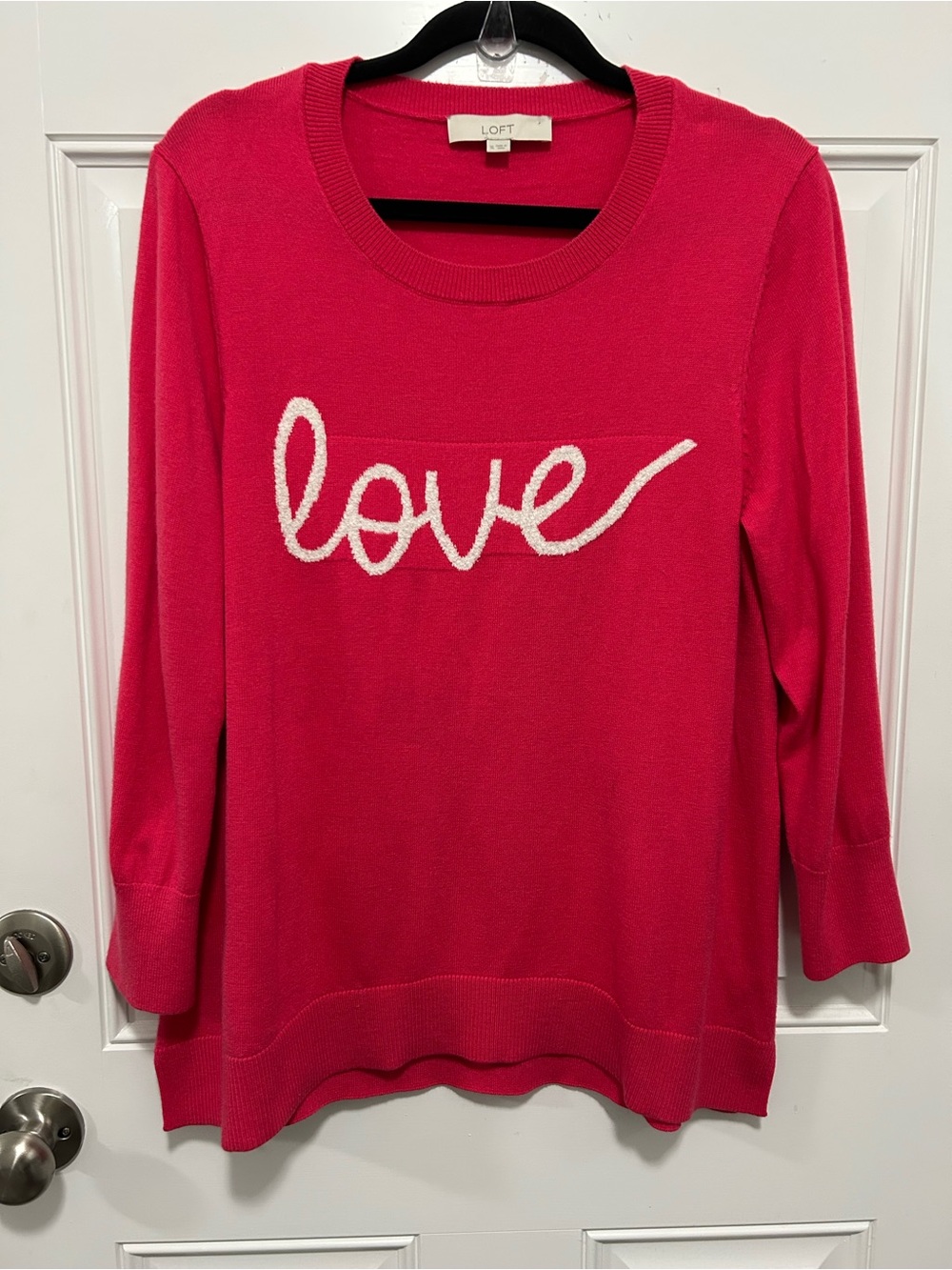 LOFT Hot Pink 'Love' Script Knit Sweater
